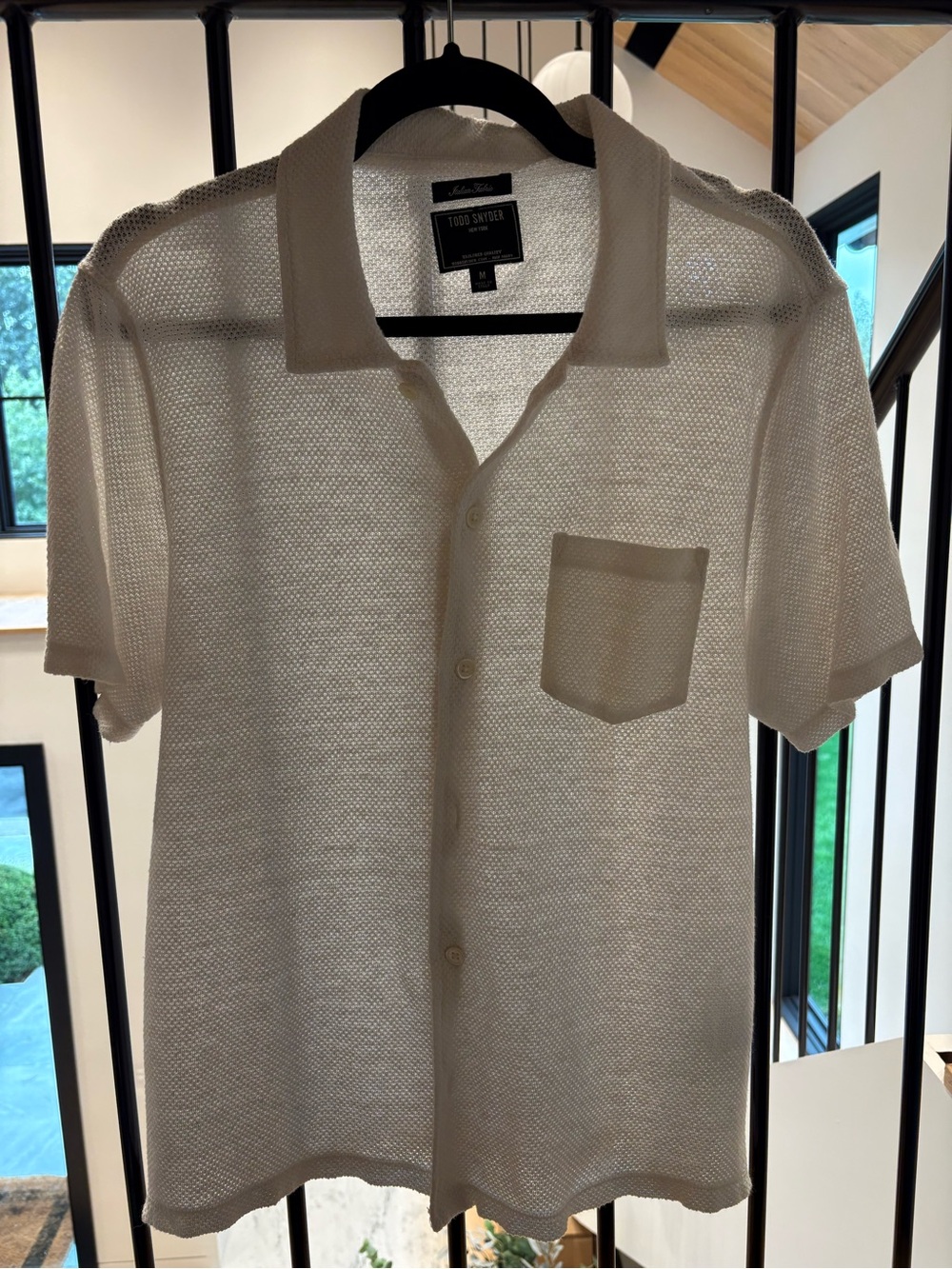 Todd Snyder White Knit Short-Sleeve Polo Shirt